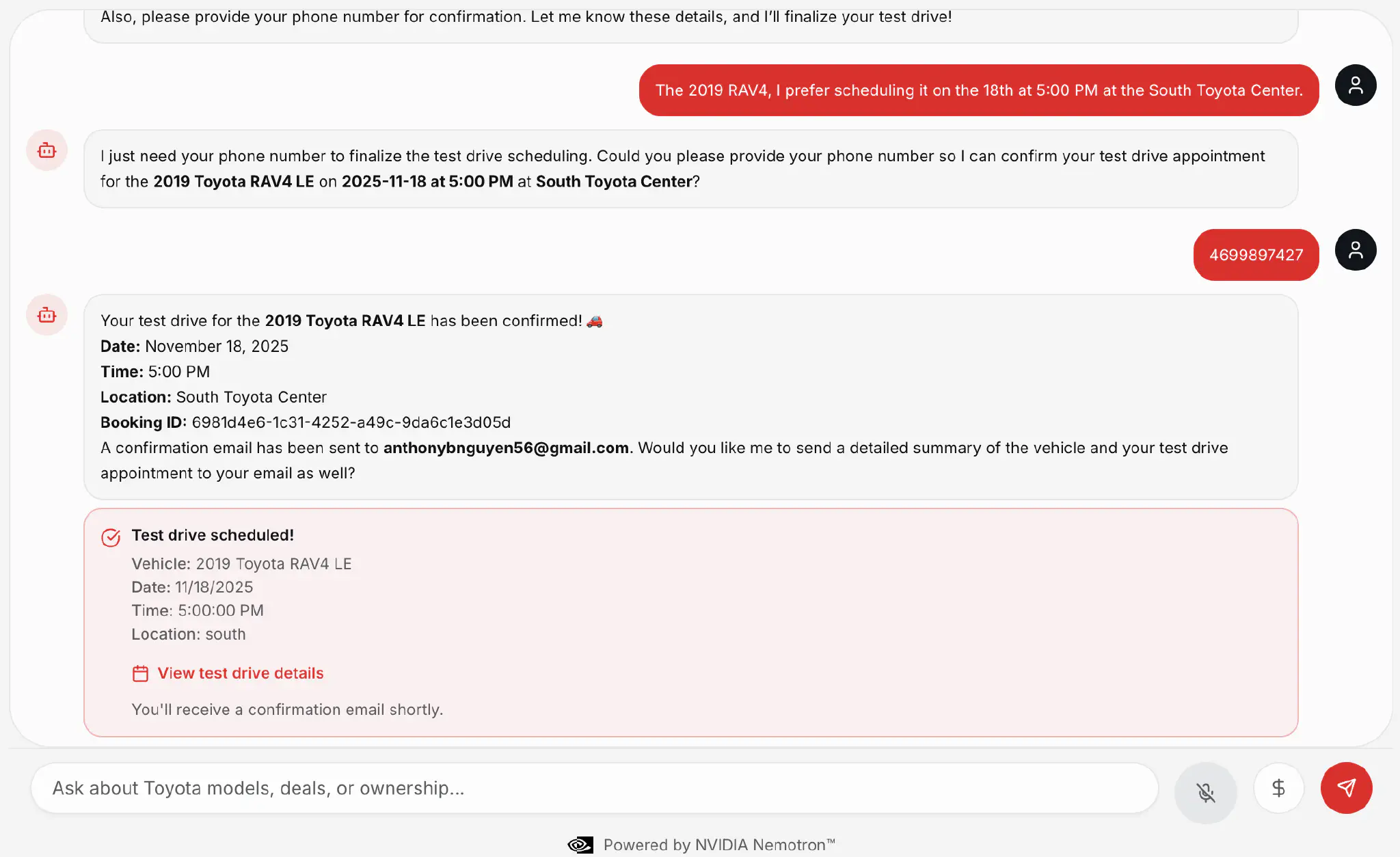 Booking a Test Drive