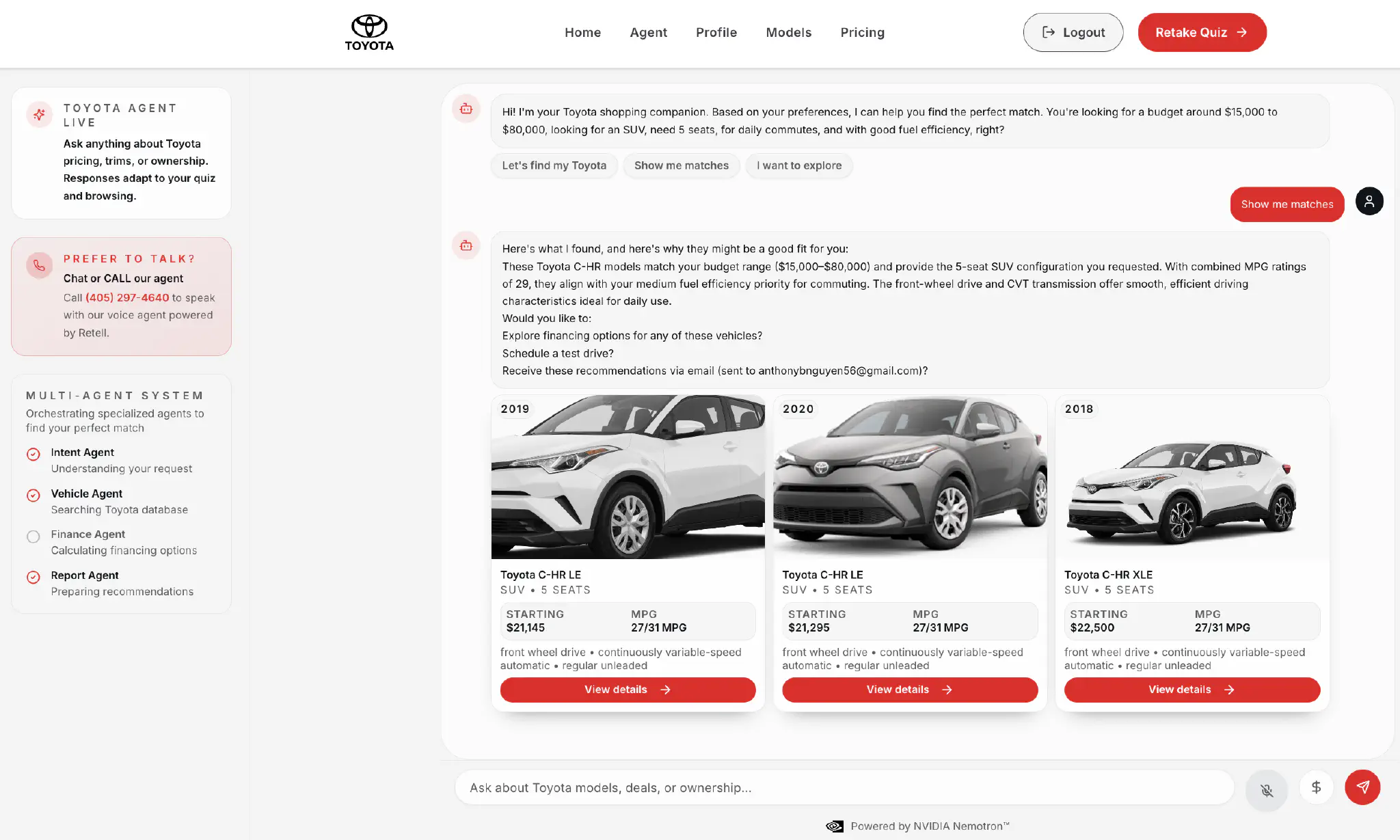 Chat Interface Recommendations