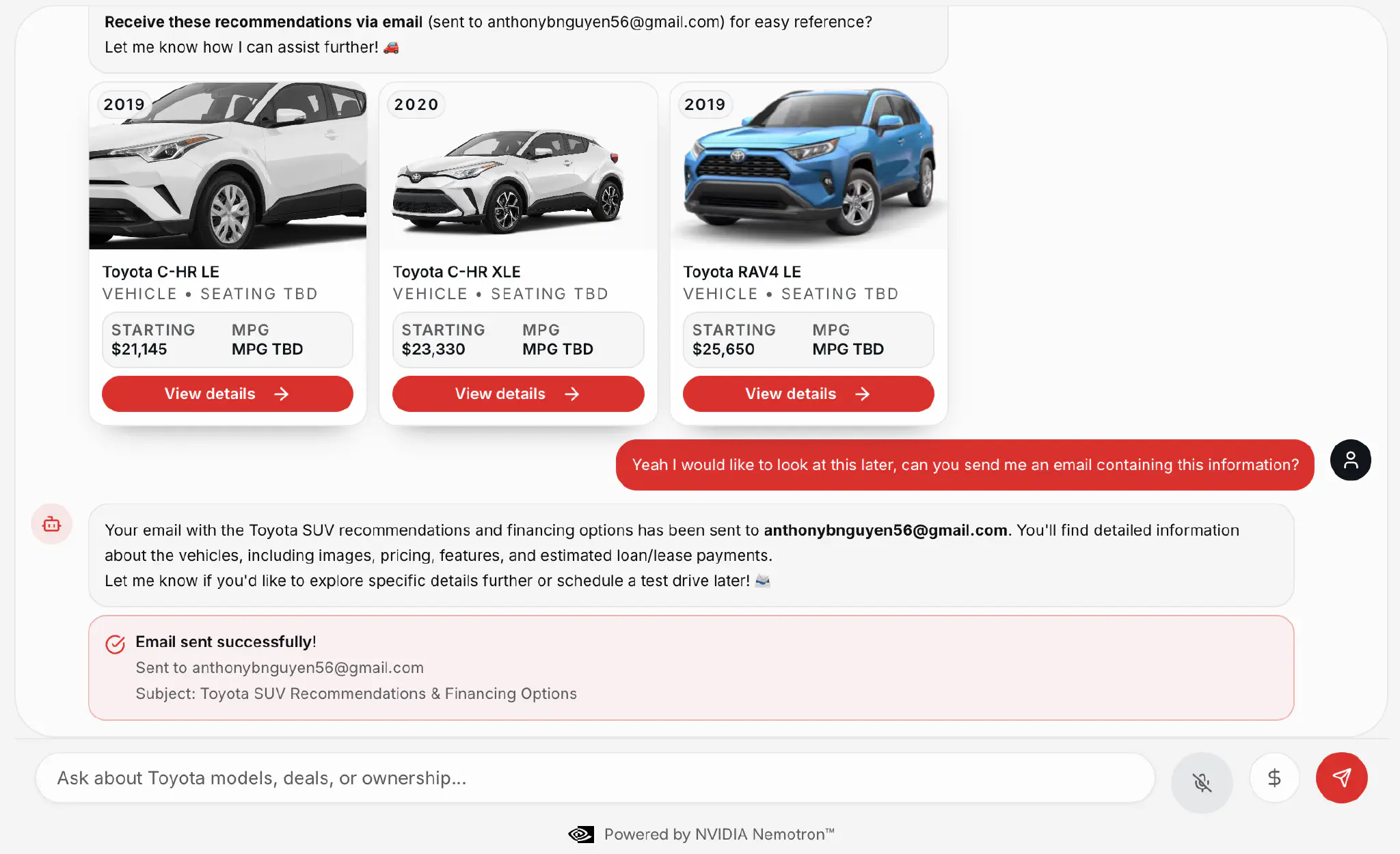 Emailing Recommendations