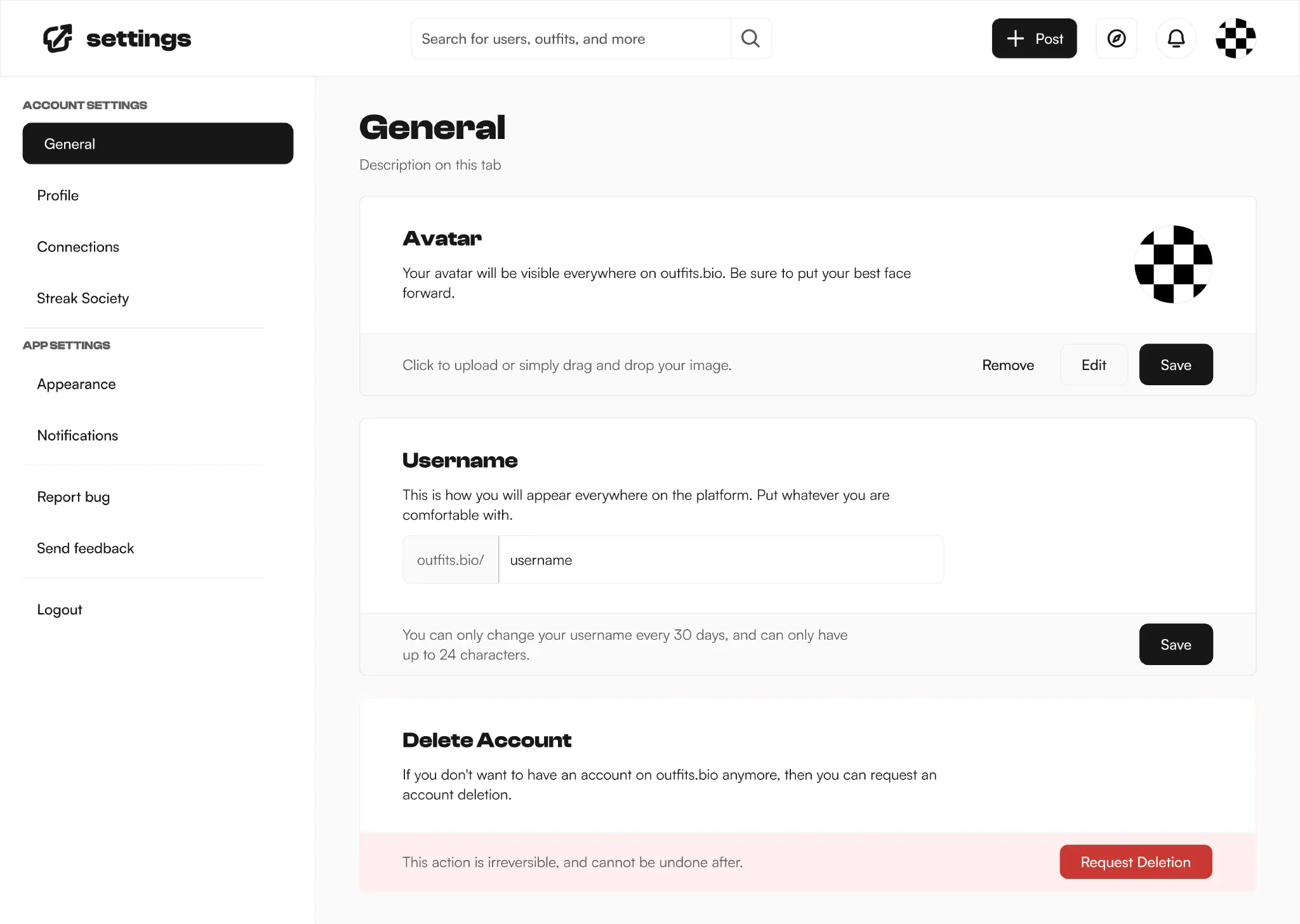 Settings Page